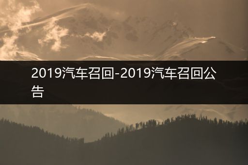 2019汽车召回-2019汽车召回公告